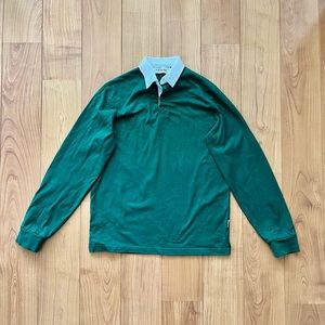 Taikan L/S Polo Rugby Shirt - Forest Green / White Contrast Collar